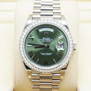 Rolex Day-Date 228349RBR-0030 White gold Green