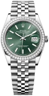 Rolex Datejust 126284RBR-0043 White gold and Stainless steel Green