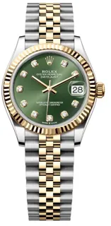 Rolex Datejust 278273-0030 Yellow gold and Stainless steel Olive green set with diamonds