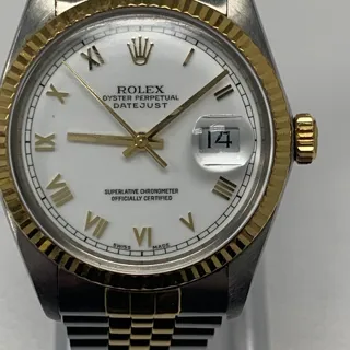 Rolex Datejust 36 16013 Steel$Yellow Gold White