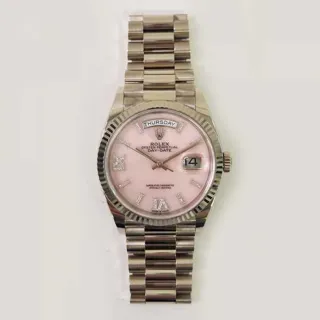 Rolex Day-Date 36 128239-0030 White gold Pink Opal