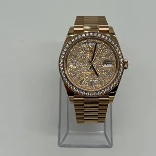 Rolex Day-Date 228345RBR-0002 Rose gold Diamond-Paved