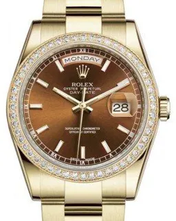 Rolex Day-Date 36 118348 Yellow Gold$Diamonds