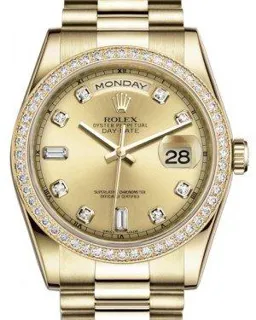 Rolex Day-Date 36 118348 Yellow Gold$Diamonds