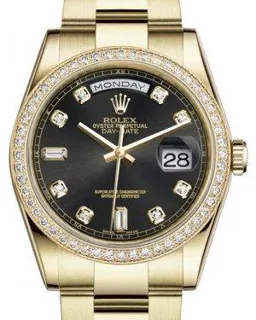 Rolex Day-Date 36 118348 Yellow Gold$Diamonds Black