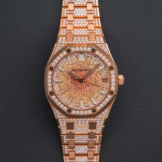 Audemars Piguet Royal Oak 15502OR.ZZ.1222OR.01 Rose gold Diamond-set$Orange Sapphire