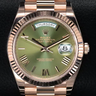 Rolex Day-Date 228235-0025 40mm Rose gold Green