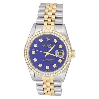 Rolex Datejust 16233 36mm Stainless steel and 18k yellow gold Blue