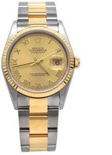 Rolex Datejust 16233 Stainless steel and 18k yellow gold Champagne$Gold Roman Numerals