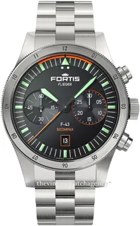 Fortis Flieger F.424.0004 brushed/polished steel Black