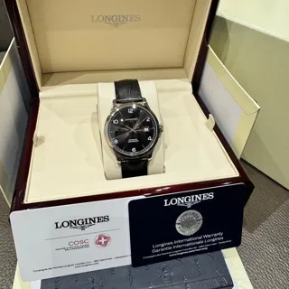 Longines Record L2.821.4.56.2 40mm Stainless steel Black