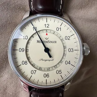 MeisterSinger Perigraph AM1003 43mm Stainless steel White