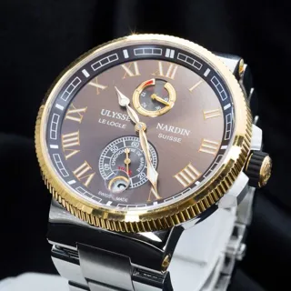 Ulysse Nardin Marine Chronometer Manufacture 1185-126-8M/45 43mm Yellow gold and Stainless steel Brown