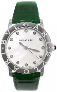 Bulgari Bvlgari 33 Steel / MOP / Diamond-Set / Strap 33mm Stainless steel White