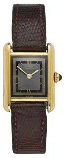 Cartier Tank Vermeil 5057001 22mm 925 Silver Gold-Plated G Black and Gray