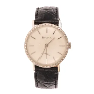 Bulova 28.5mm 14k white gold Cream