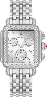 Michele Deco Diamond High Shine MWW06A000804 33mm Polished Stainless Steel Silver Mirror