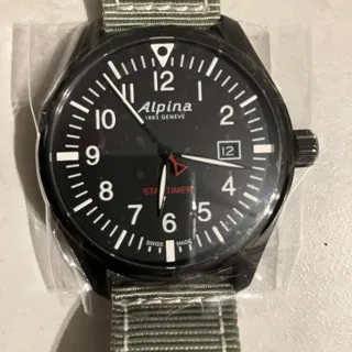 Alpina Startimer Pilot AL-240B4FBS6 42mm Stainless steel Black