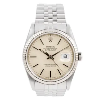 Rolex Datejust 16234 36mm Stainless steel and 18k white gold Silver and White