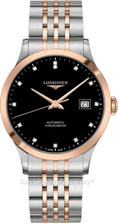 Longines Record L28215577 40mm Brushed/polished steel Black