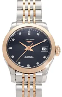 Longines Record L23205577 26mm Yellow gold and Stainless steel Black