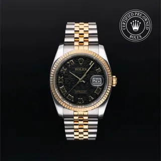 Rolex Datejust 116233-0198 36mm Yellow gold and Stainless steel Black