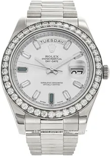 Rolex Day-Date 218349/3 41mm 18k white gold Silver