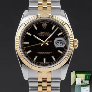 Rolex Datejust 36 116233 36mm Yellow gold and Stainless steel Black