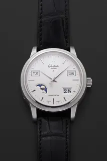 Glashütte Senator 39mm Stainless steel Silver and Cream