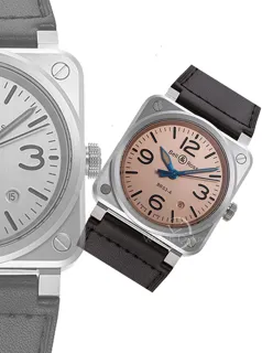 Bell & Ross Instruments BR03A-GB-ST/SCA 41mm Stainless steel Salmon