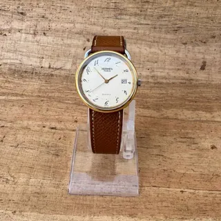 Hermès Arceau 34mm Yellow gold and Stainless steel White