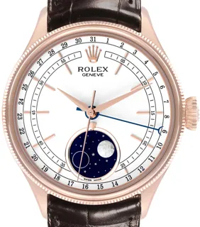 Rolex Cellini Moonphase 50535 39mm 18k Everose rose gold White