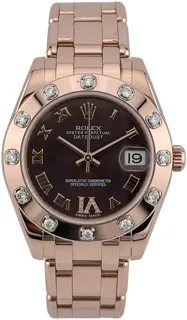 Rolex Pearlmaster 81315 34mm Rose gold Brown