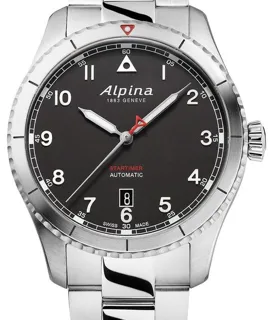 Alpina Startimer AL-525BW4S26B 41mm Stainless steel Black