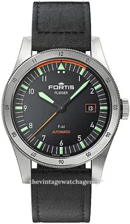 Fortis Flieger F4220009 brushed/polished steel Black