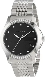 Gucci 126 MD YA126408 brushed/polished steel Black