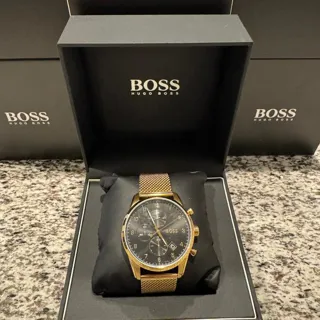 Hugo Boss 44mm Yellow gold and Stainless steel Black