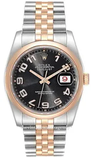 Rolex Datejust 116201-0069 Rose gold and Stainless steel Black