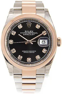 Rolex Datejust 126201-0020 Rose gold and Stainless steel Black