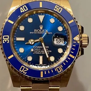 Rolex Submariner Date 116618 Yellow gold Blue