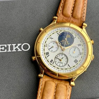 Seiko Chronograph 7T36-7A10 38mm Yellow gold and Stainless steel White