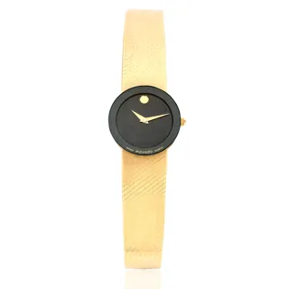 Movado Museum 70-24-825 B2 22mm 14k Gold Black