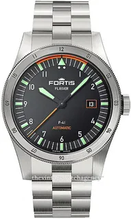 Fortis Flieger F.422.0008 41mm brushed/polished steel Black