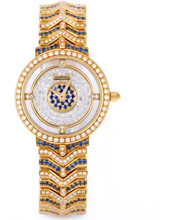 Juvenia 238 26.5mm 18k Yellow Gold$pavé diamond blue sapphire$pavé diamond