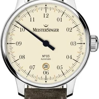 MeisterSinger N° 03 DM903C 40mm Stainless steel White