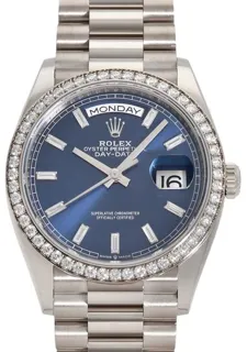 Rolex Day-Date 128349RBR 36mm White gold Blue