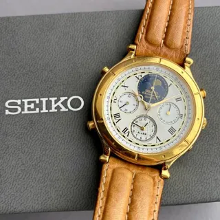 Seiko Chronograph 7T36-7A10 38mm Yellow gold and Stainless steel White