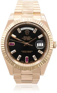 Rolex Day-Date II 218235 41mm 18ct Everose Gold Black