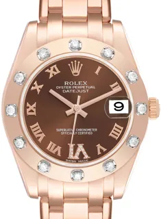 Rolex Pearlmaster 81315 34mm Rose gold Brown