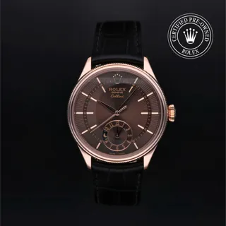 Rolex Cellini Dual Time 50525 39mm 18ct Everose Gold Brown